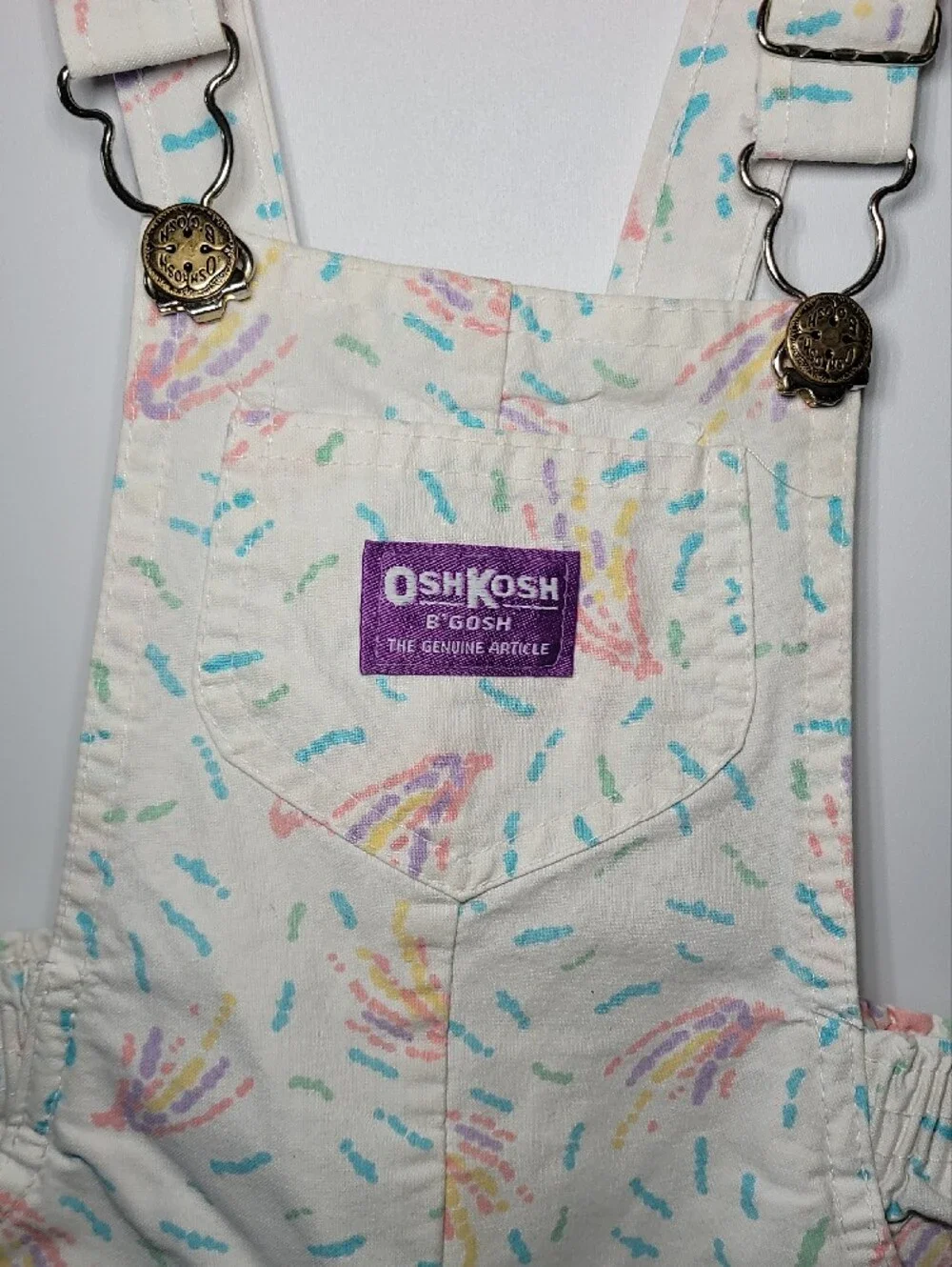 OshKosh B'gosh Cream Multicolor Printed Short Overalls
